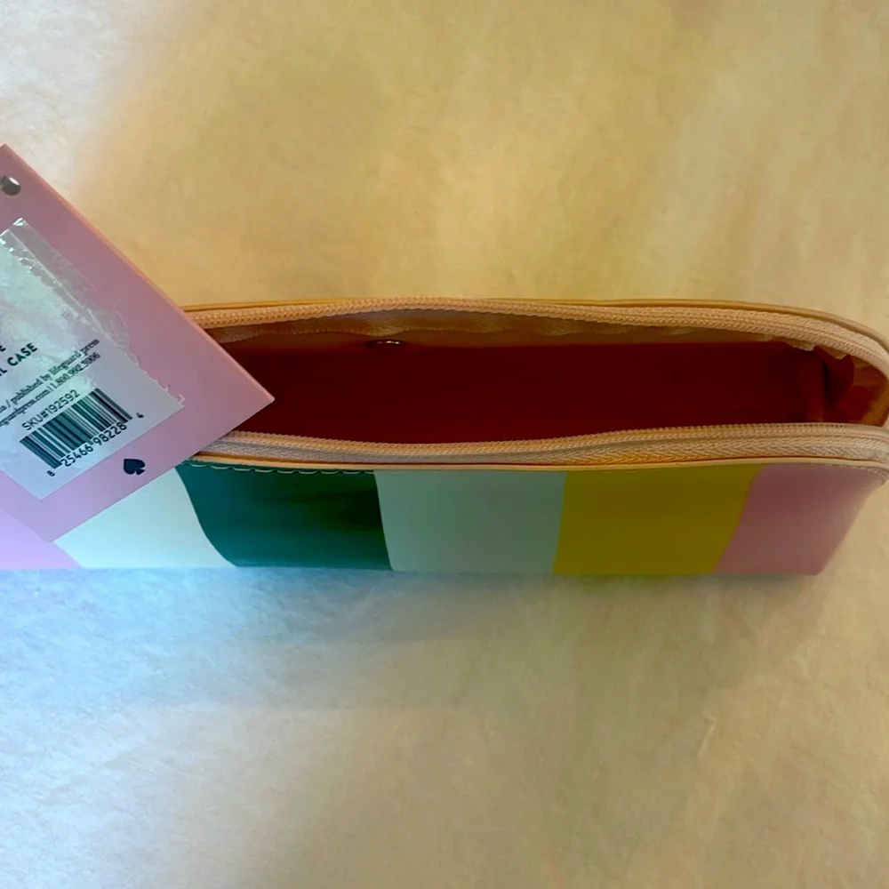 NWT Kate Spade Stripe Pencil Case + Accessories
